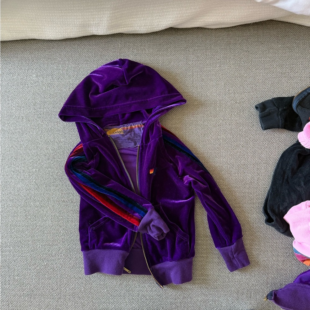 Vibrant Velvet Hoodie with Colorful Stripes